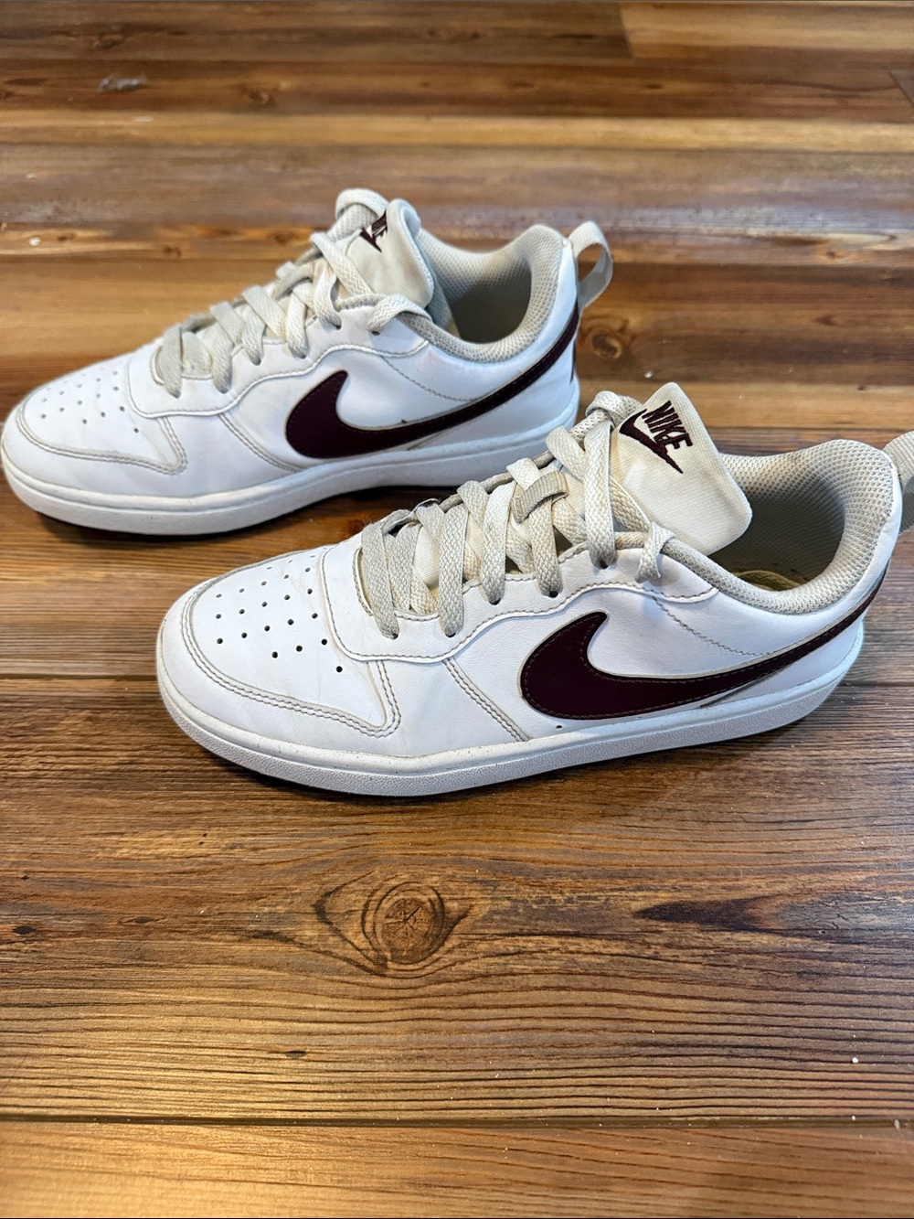 Nike Court Vision Low | Size 5Y(Women’s 6.5) | White/Burgundy - Picture 4 of 8